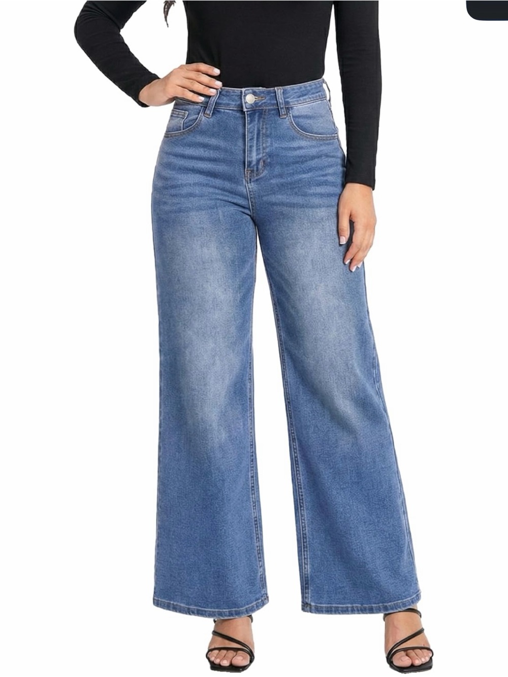 High-Waist Wide Leg Women’s Jeans - Light Blue